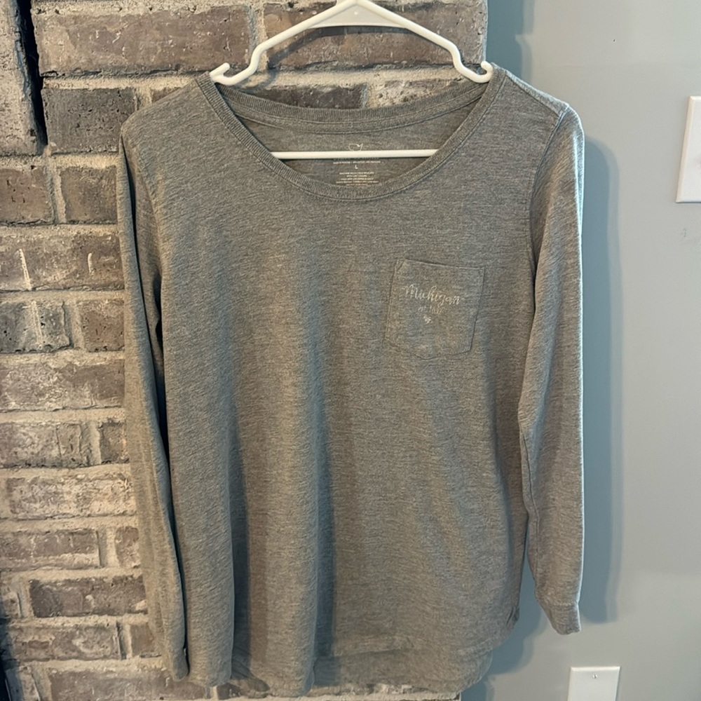 Gray long sleeve tee MICHIGAN state of mine L